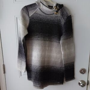 Prana Women's Sweater in Black and Gray Stripes
